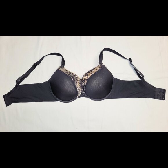 Women's 38A Push Up Padded Lift Support Underwire Add 2 Cup Plunge Bra Black - Picture 4 of 9